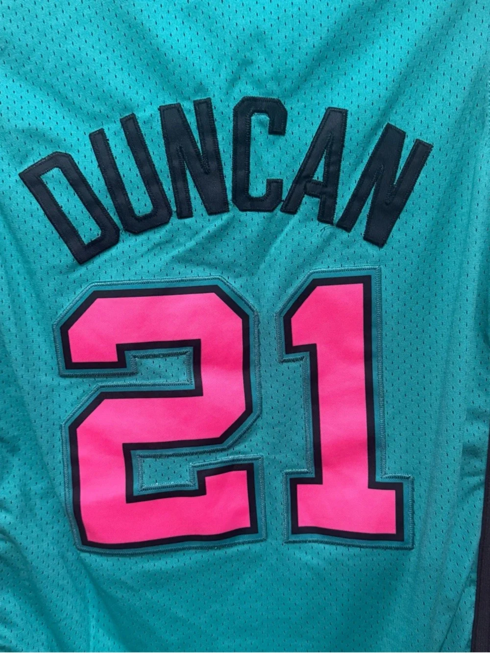 Mitchell & Ness Teal and Pink 'Duncan 21' Men’s Jersey
